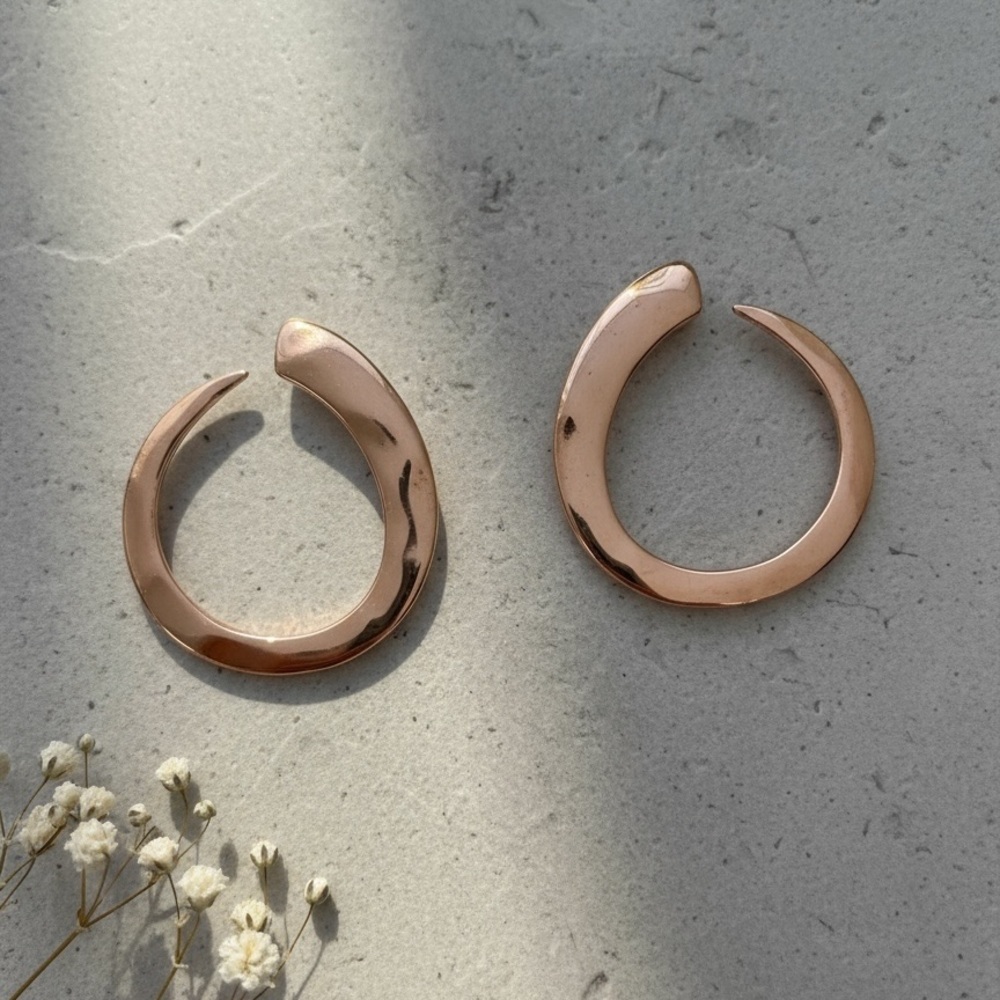 RLM by Robert Lee Morris rose colored gold plated 925  crescent shaped earrings